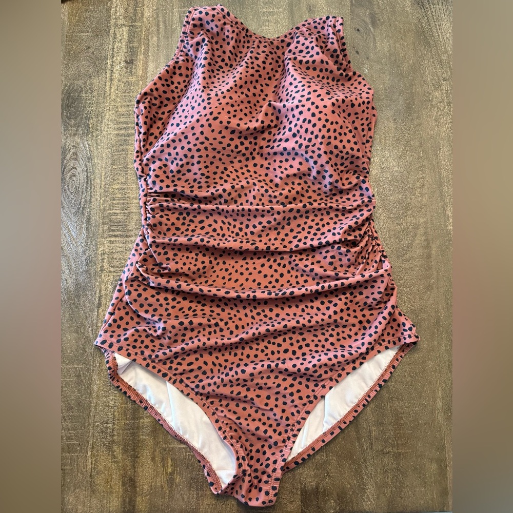 NWOT One Piece Animal Print Swimsuit in Rust & Black